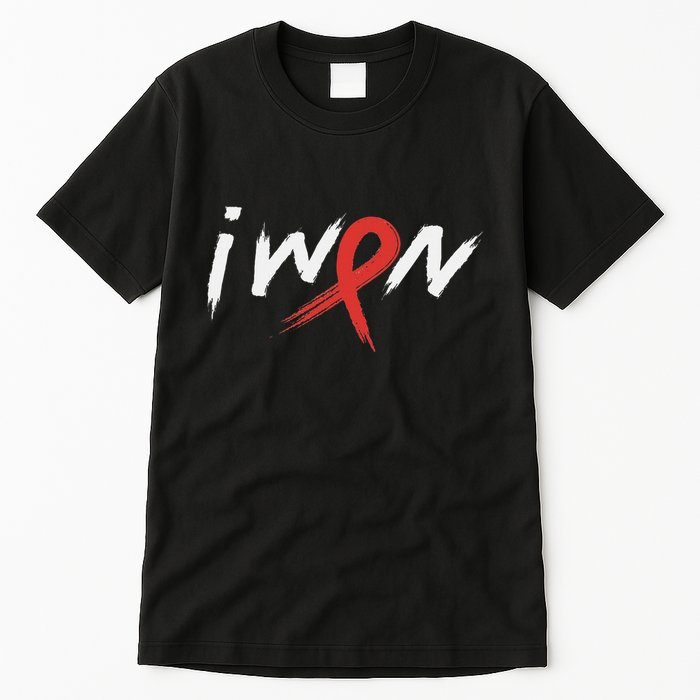 Stroke Awareness Red Ribbon I Won Brain Aneurysm Support Tall T-Shirt