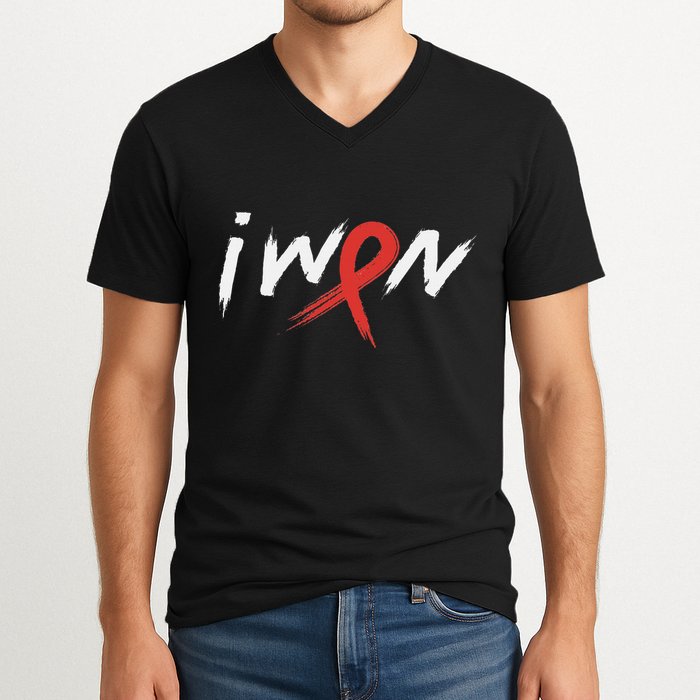 Stroke Awareness Red Ribbon I Won Brain Aneurysm Support V-Neck T-Shirt