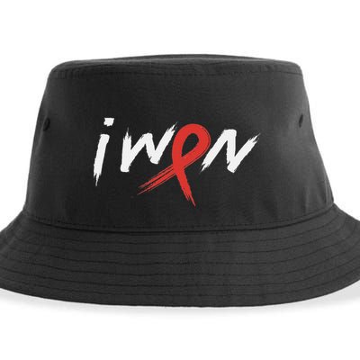 Stroke Awareness Red Ribbon I Won Brain Aneurysm Support Sustainable Bucket Hat