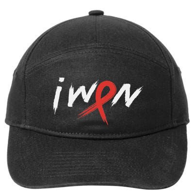 Stroke Awareness Red Ribbon I Won Brain Aneurysm Support 7-Panel Snapback Hat