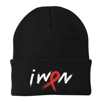 Stroke Awareness Red Ribbon I Won Brain Aneurysm Support Beanie