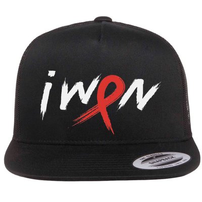 Stroke Awareness Red Ribbon I Won Brain Aneurysm Support Flatbill Hat