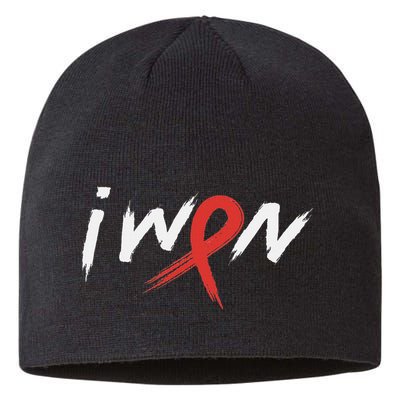 Stroke Awareness Red Ribbon I Won Brain Aneurysm Support Sustainable Beanie