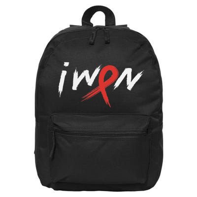 Stroke Awareness Red Ribbon I Won Brain Aneurysm Support 16 in Basic Backpack