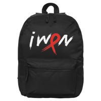 Stroke Awareness Red Ribbon I Won Brain Aneurysm Support 16 in Basic Backpack