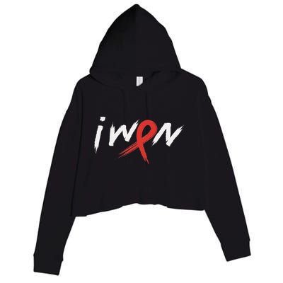 Stroke Awareness Red Ribbon I Won Brain Aneurysm Support Crop Fleece Hoodie