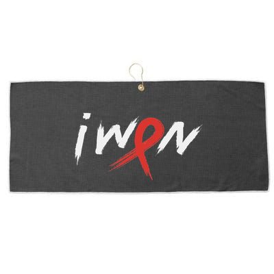 Stroke Awareness Red Ribbon I Won Brain Aneurysm Support Large Microfiber Waffle Golf Towel