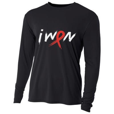 Stroke Awareness Red Ribbon I Won Brain Aneurysm Support Cooling Performance Long Sleeve Crew
