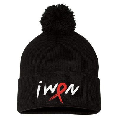 Stroke Awareness Red Ribbon I Won Brain Aneurysm Support Pom Pom 12in Knit Beanie