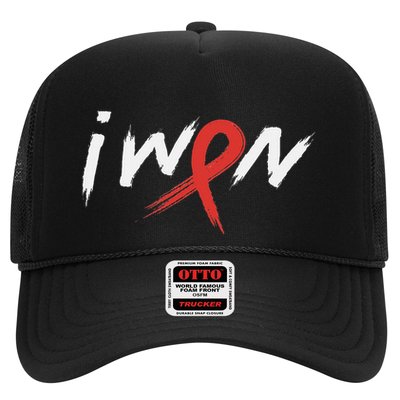 Stroke Awareness Red Ribbon I Won Brain Aneurysm Support Trucker Hat