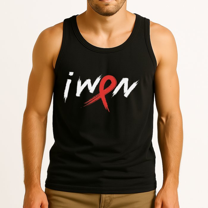 Stroke Awareness Red Ribbon I Won Brain Aneurysm Support Tank Top