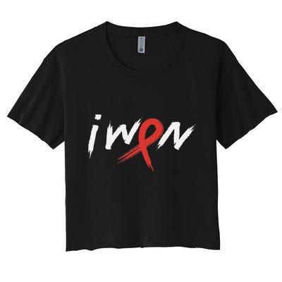 Stroke Awareness Red Ribbon I Won Brain Aneurysm Support Crop Top