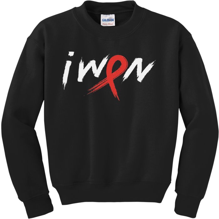 Stroke Awareness Red Ribbon I Won Brain Aneurysm Support Kids Sweatshirt