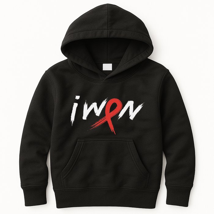 Stroke Awareness Red Ribbon I Won Brain Aneurysm Support Kids Hoodie