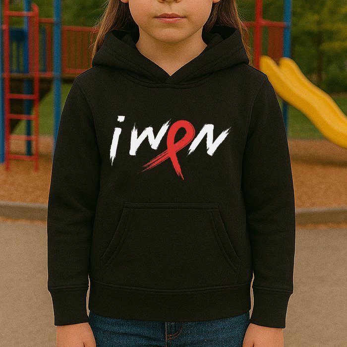 Stroke Awareness Red Ribbon I Won Brain Aneurysm Support Kids Hoodie
