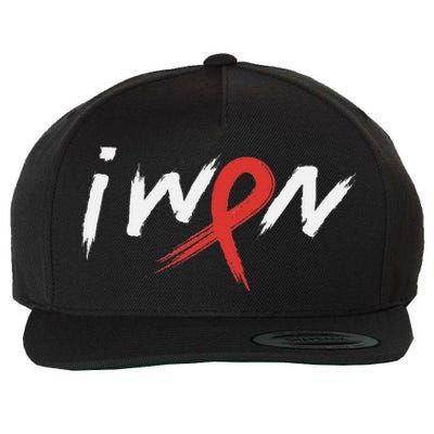 Stroke Awareness Red Ribbon I Won Brain Aneurysm Support Wool Snapback Cap