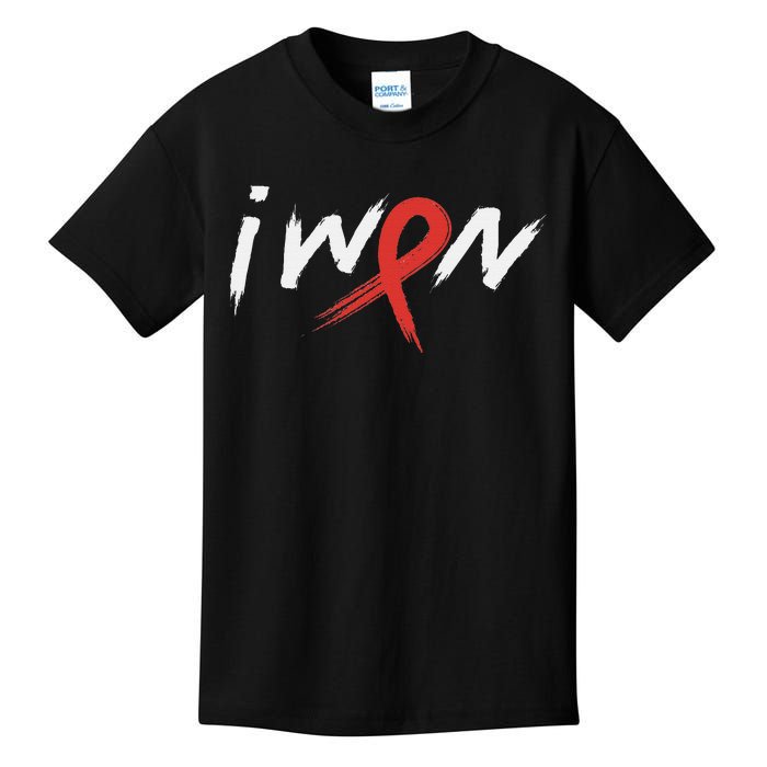 Stroke Awareness Red Ribbon I Won Brain Aneurysm Support Kids T-Shirt