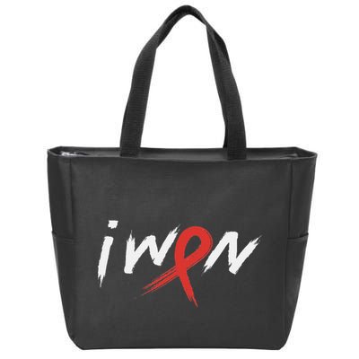 Stroke Awareness Red Ribbon I Won Brain Aneurysm Support Zip Tote Bag