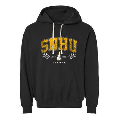 Snhu Arch Retro College University Athletic Sports Garment-Dyed Fleece Hoodie