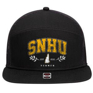 Snhu Arch Retro College University Athletic Sports 7 Panel Mesh Trucker Snapback Hat