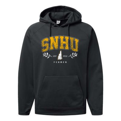 Snhu Arch Retro College University Athletic Sports Performance Fleece Hoodie