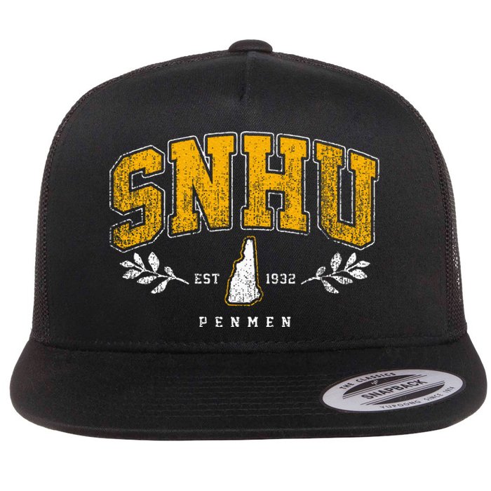 Snhu Arch Retro College University Athletic Sports Flat Bill Trucker Hat