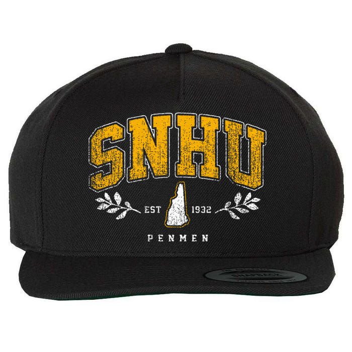 Snhu Arch Retro College University Athletic Sports Wool Snapback Cap