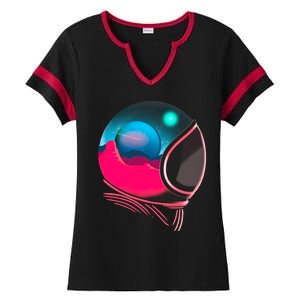 Space Adventure Red Planet Astronaut Ladies Halftime Notch Neck Tee