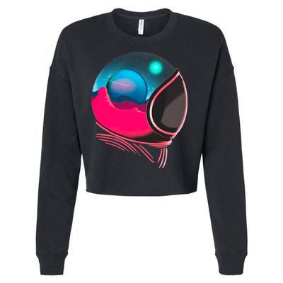 Space Adventure Red Planet Astronaut Cropped Pullover Crew