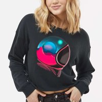Space Adventure Red Planet Astronaut Cropped Pullover Crew