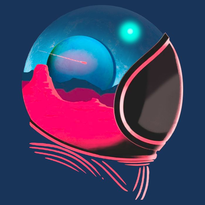 Space Adventure Red Planet Astronaut 7-Panel Snapback Hat