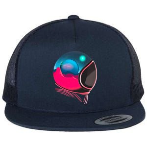 Space Adventure Red Planet Astronaut Flat Bill Trucker Hat