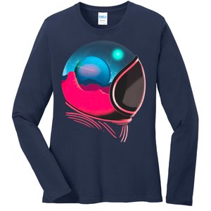 Space Adventure Red Planet Astronaut Ladies Long Sleeve Shirt