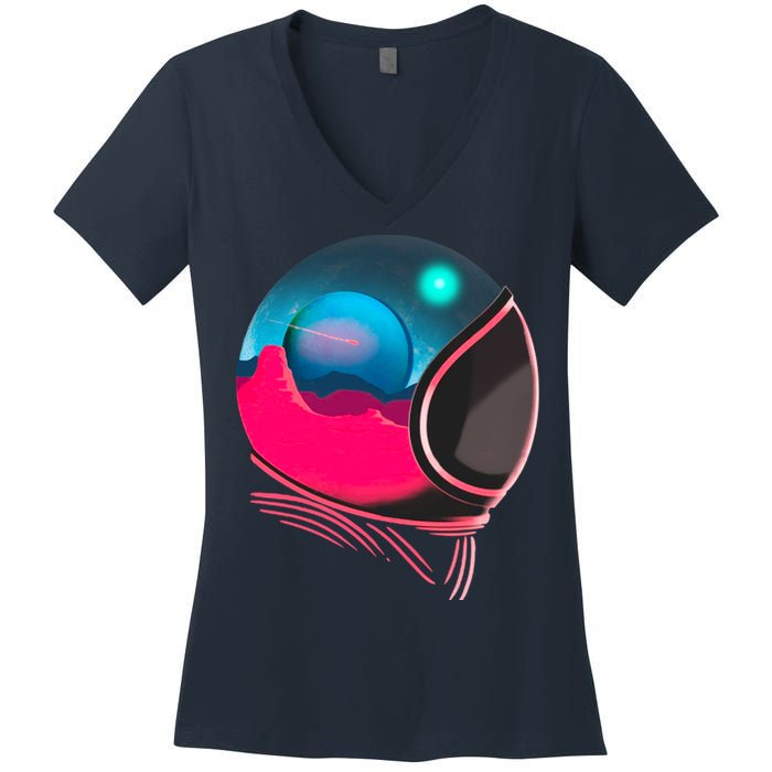 Space Adventure Red Planet Astronaut Women's V-Neck T-Shirt