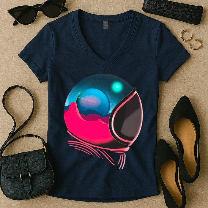 Space Adventure Red Planet Astronaut Women's V-Neck T-Shirt