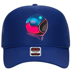 Space Adventure Red Planet Astronaut High Crown Mesh Back Trucker Hat