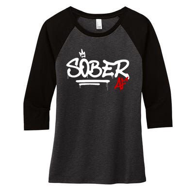 Sober Af Recovery Women's Tri-Blend 3/4-Sleeve Raglan Shirt