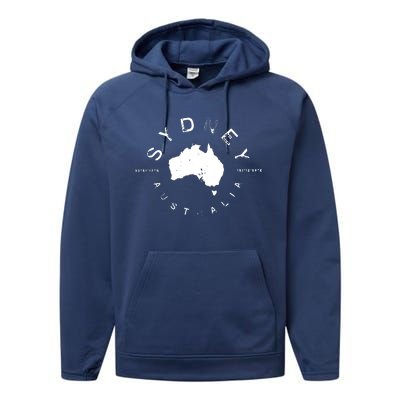 Sydney Australia Retro Vintage Graphic Performance Fleece Hoodie