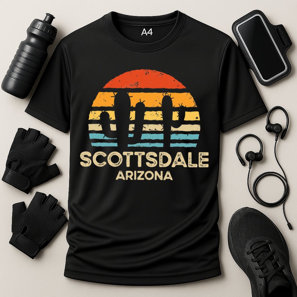 Scottsdale Arizona Retro Sunset Cooling Performance Crew T-Shirt