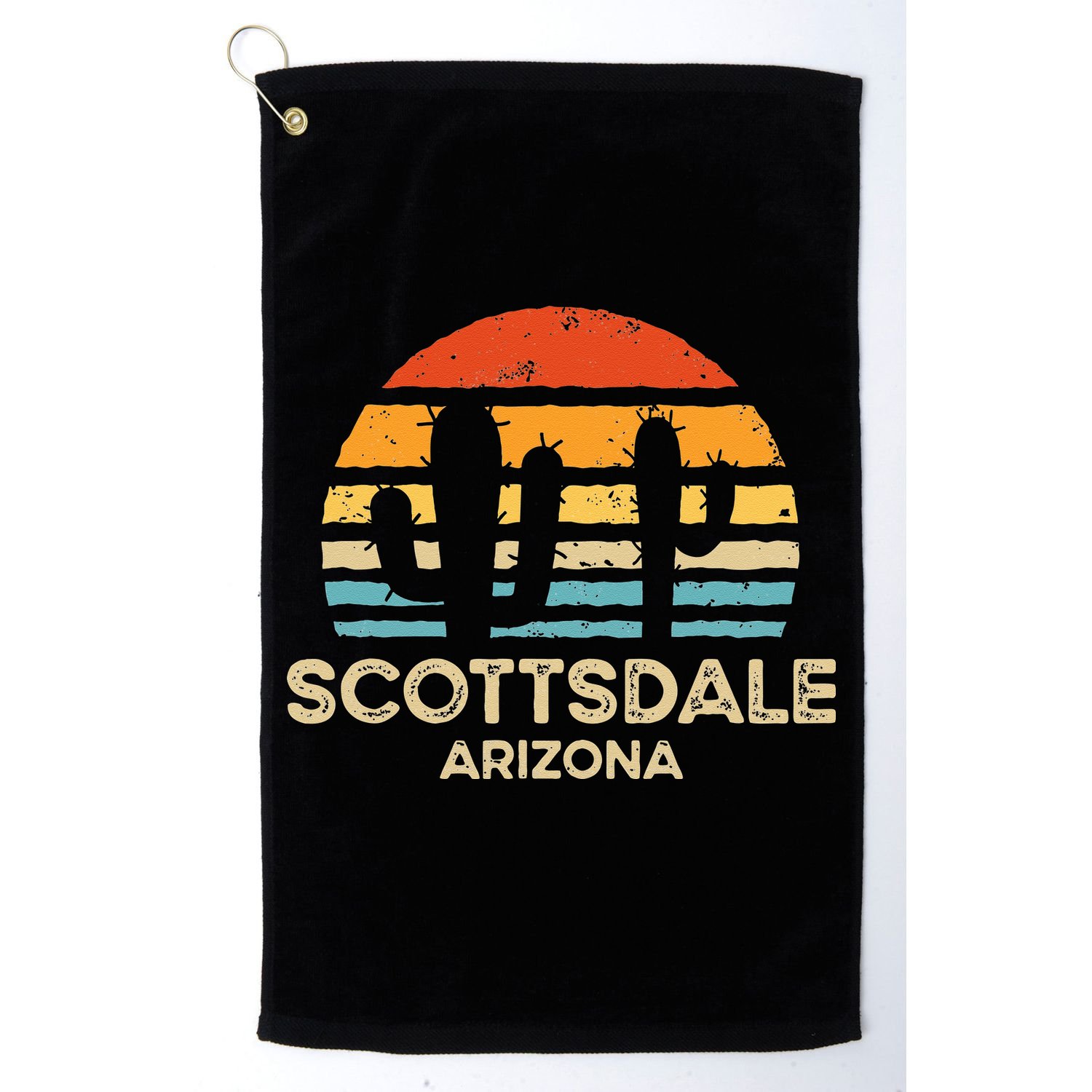 Scottsdale Arizona Retro Sunset Golf Towel