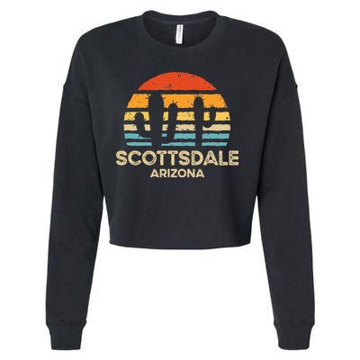 Scottsdale Arizona Retro Sunset Cropped Pullover Crew