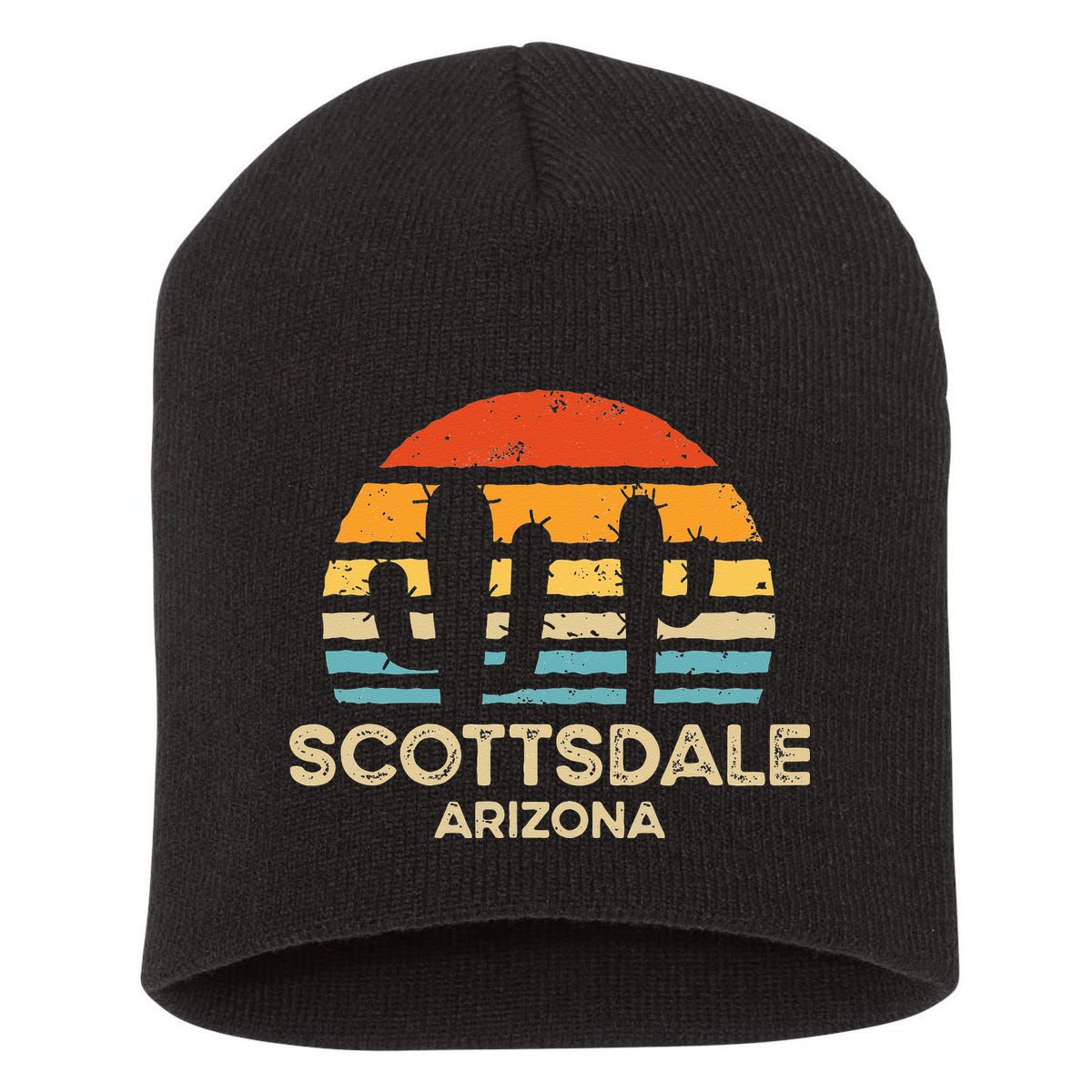 Scottsdale Arizona Retro Sunset Short Acrylic Beanie