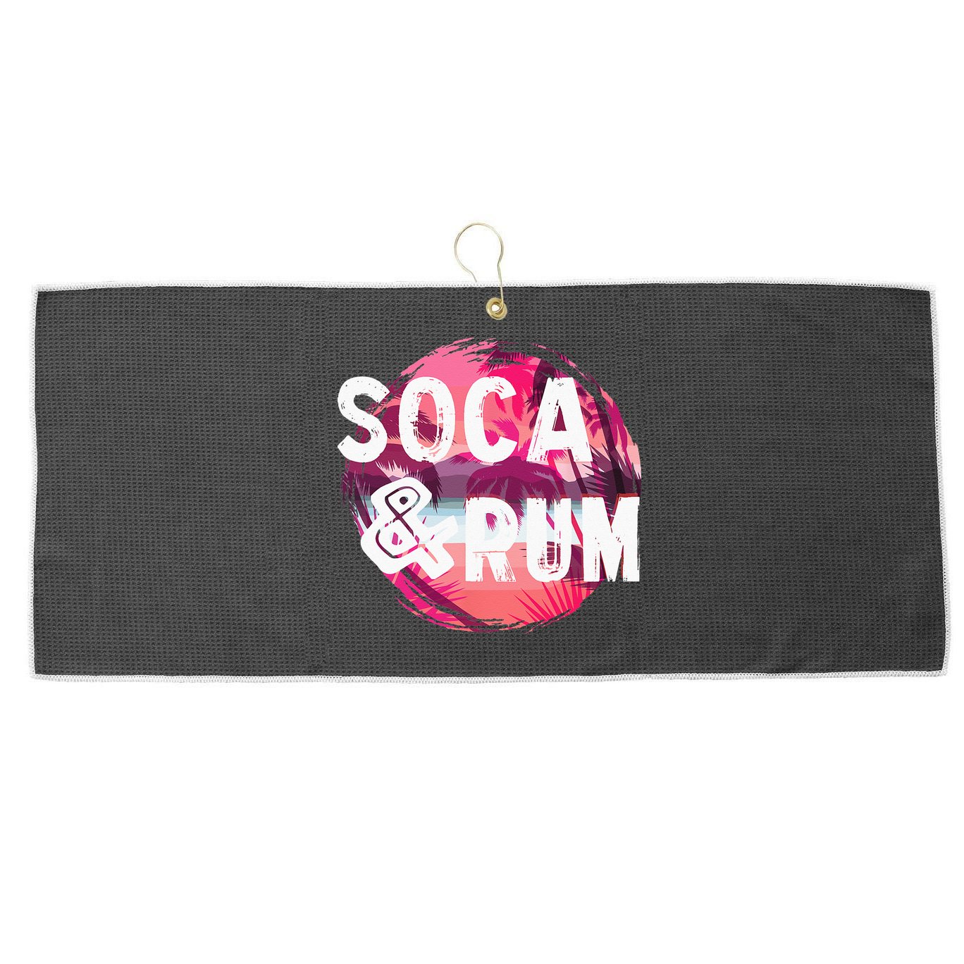 Soca And Rum Music Lover And Drinker Large Microfiber Waffle Golf Towel