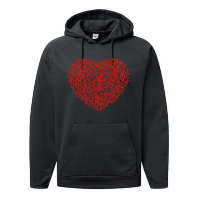 Stroke Awareness Red Ribbon Heart Support Survivor Fighter Performance Fleece Hoodie