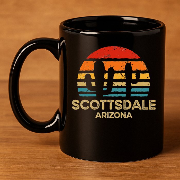 Scottsdale Arizona Retro Sunset 11oz C Handle Ceramic Mug