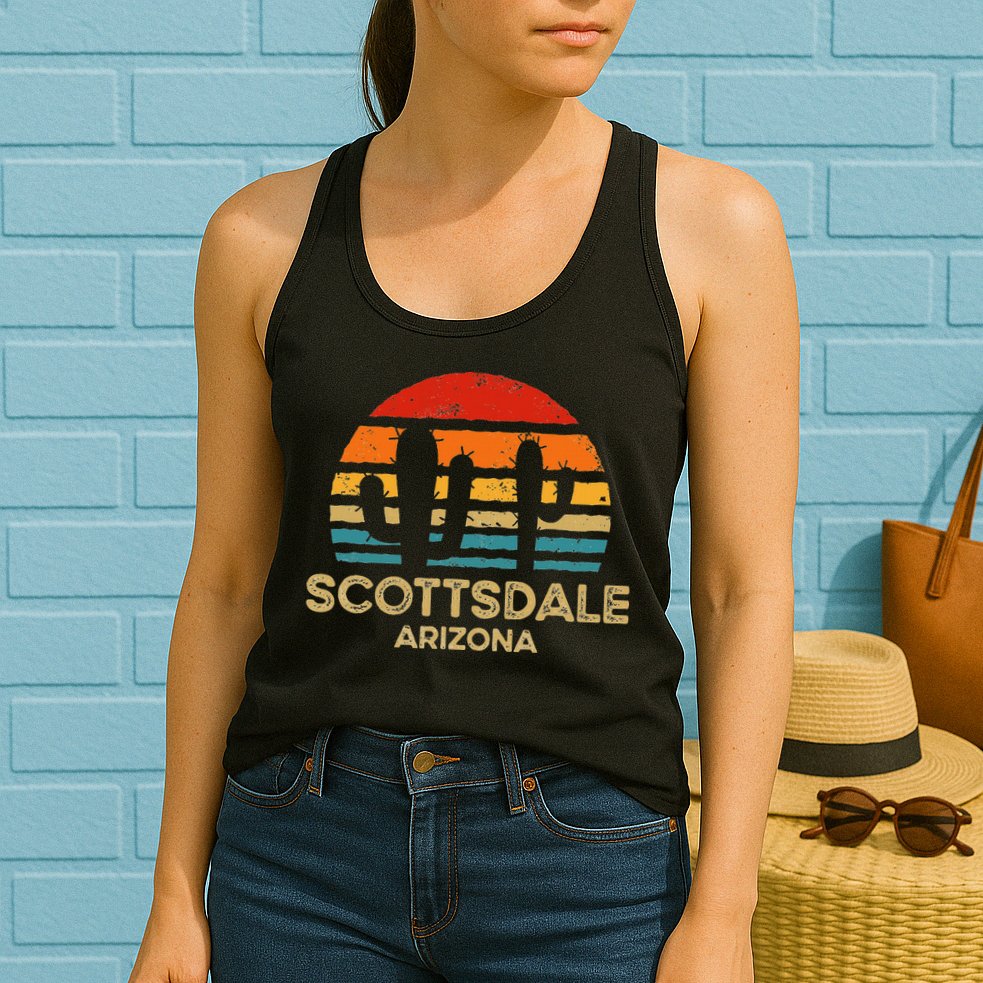 Scottsdale Arizona Retro Sunset Womens Tank Top