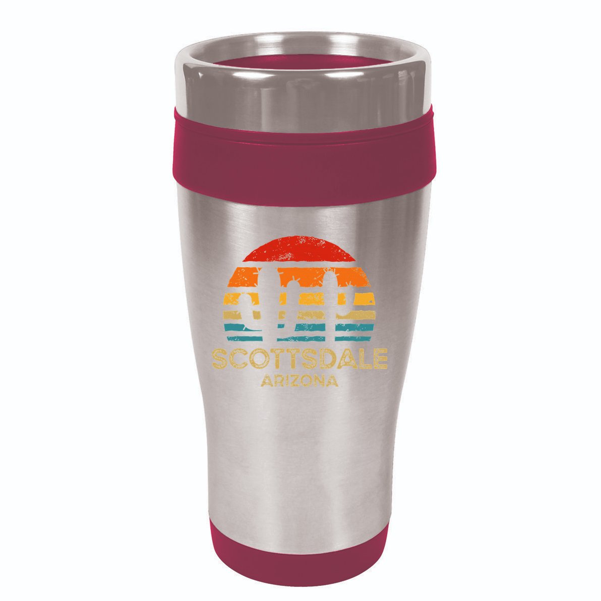 Scottsdale Arizona Retro Sunset 16oz Travel Tumbler