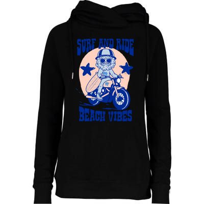 Surf And Ride Beach Vibes Womens Funnel Neck Pullover Hood