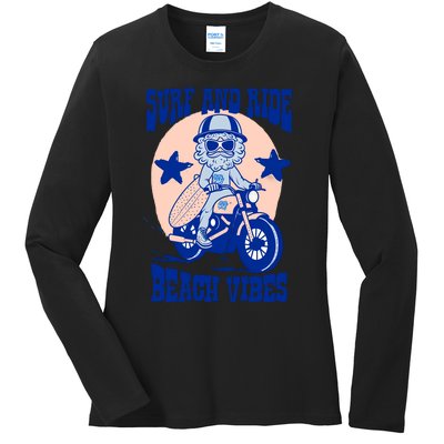 Surf And Ride Beach Vibes Ladies Long Sleeve Shirt