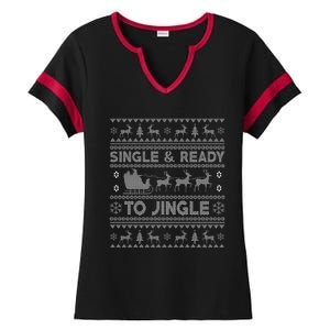 Single And Ready To Jingle Funny Ugly Christmas Sweater Ladies Halftime Notch Neck Tee